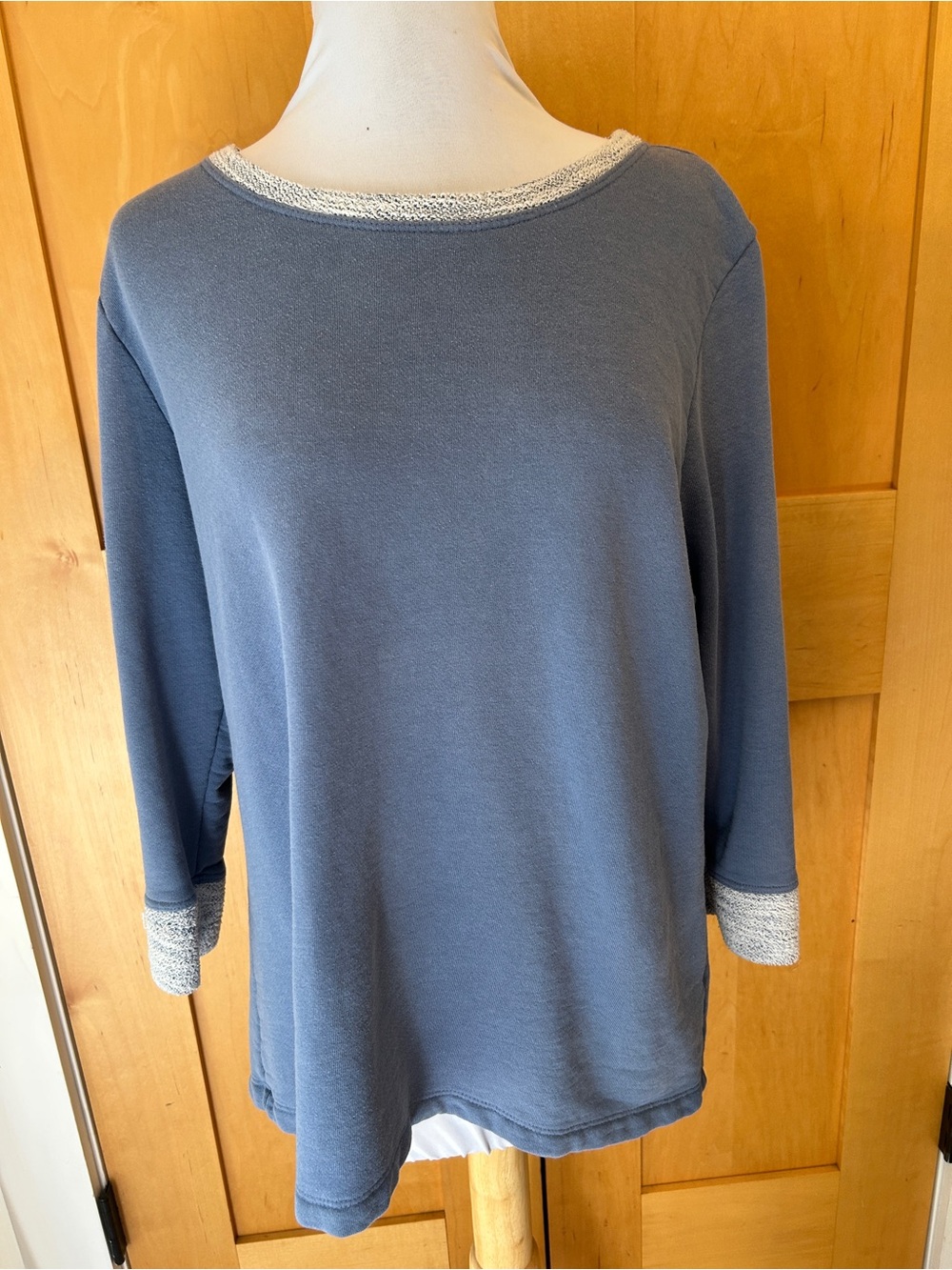 Fresh Produce  Women's Denim Blue Sweatshirt Top with Contrast Trim Large